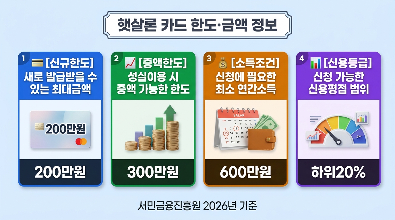 햇살론 카드 한도·금액 정보