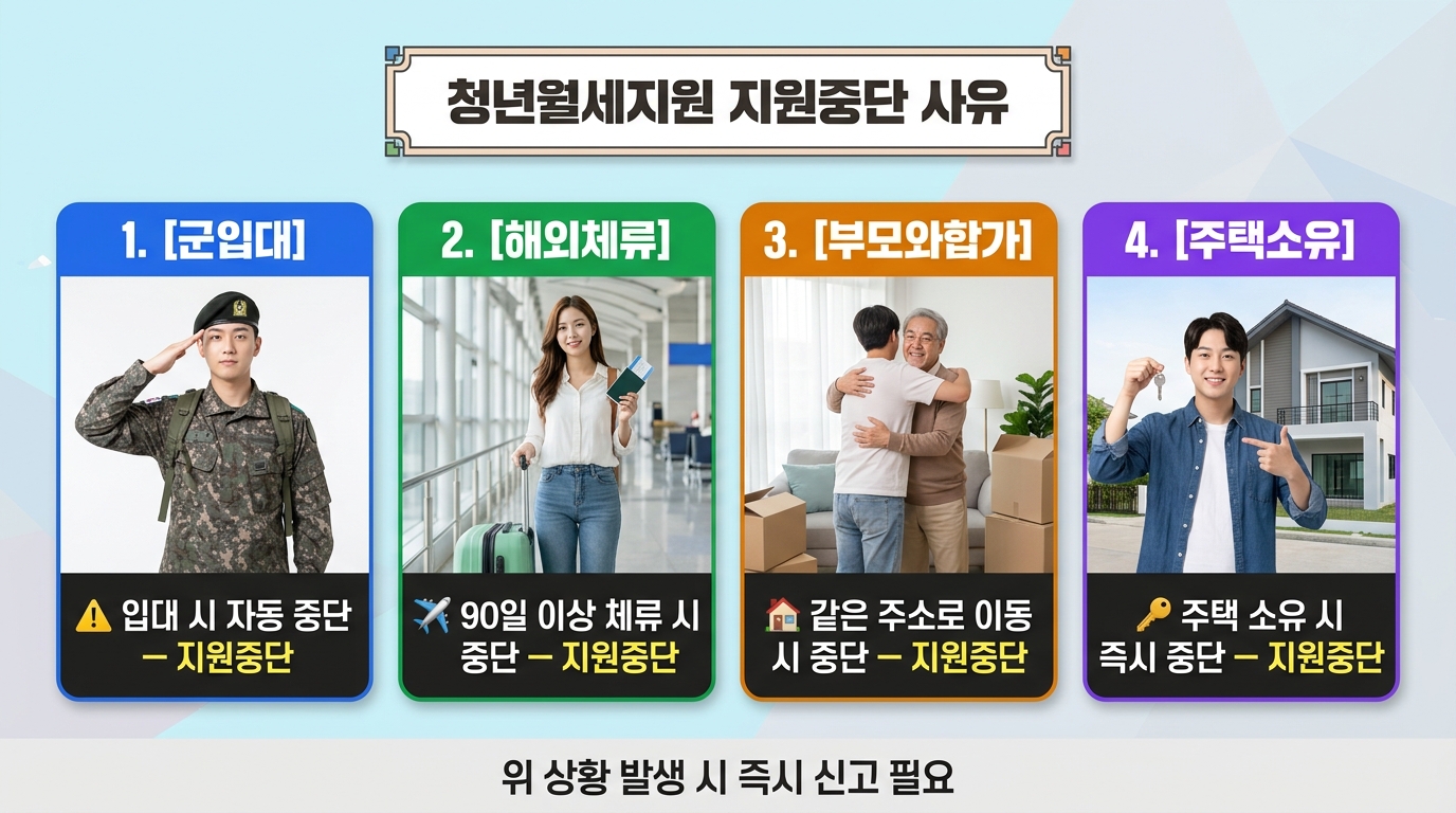 청년월세지원 지원중단 사유